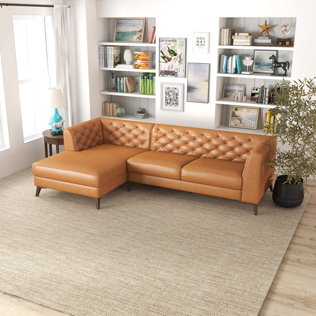 Fargo Sectional Leather Sofa  - Tan Leather Left Chaise | MidinMod | TX | Best Furniture stores in Houston