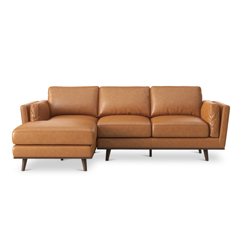 Ferre Leather Sectional Left Facing Chaise - MidinMod