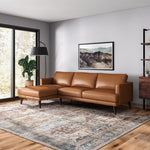 Lorena  Sectional Sofa - Tan Leather Left | Mid in Mod | TX | Best Furniture stores in Houston