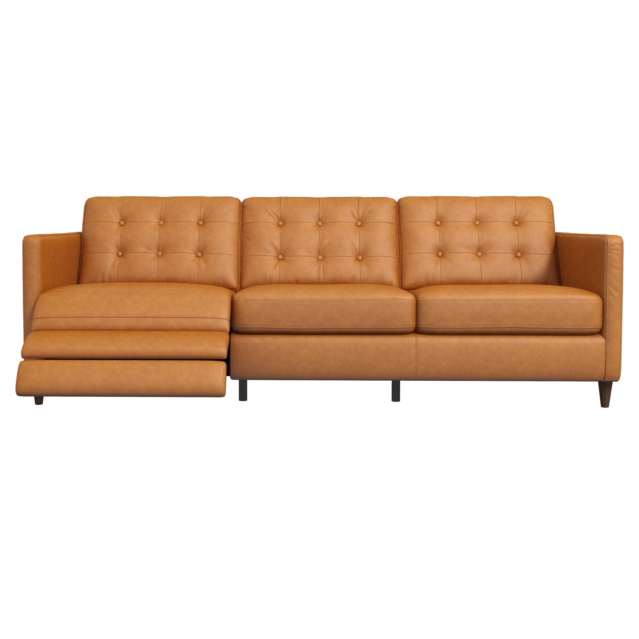 Louis Leather Electric Reclining Sofa (Tan - Left Recliner)