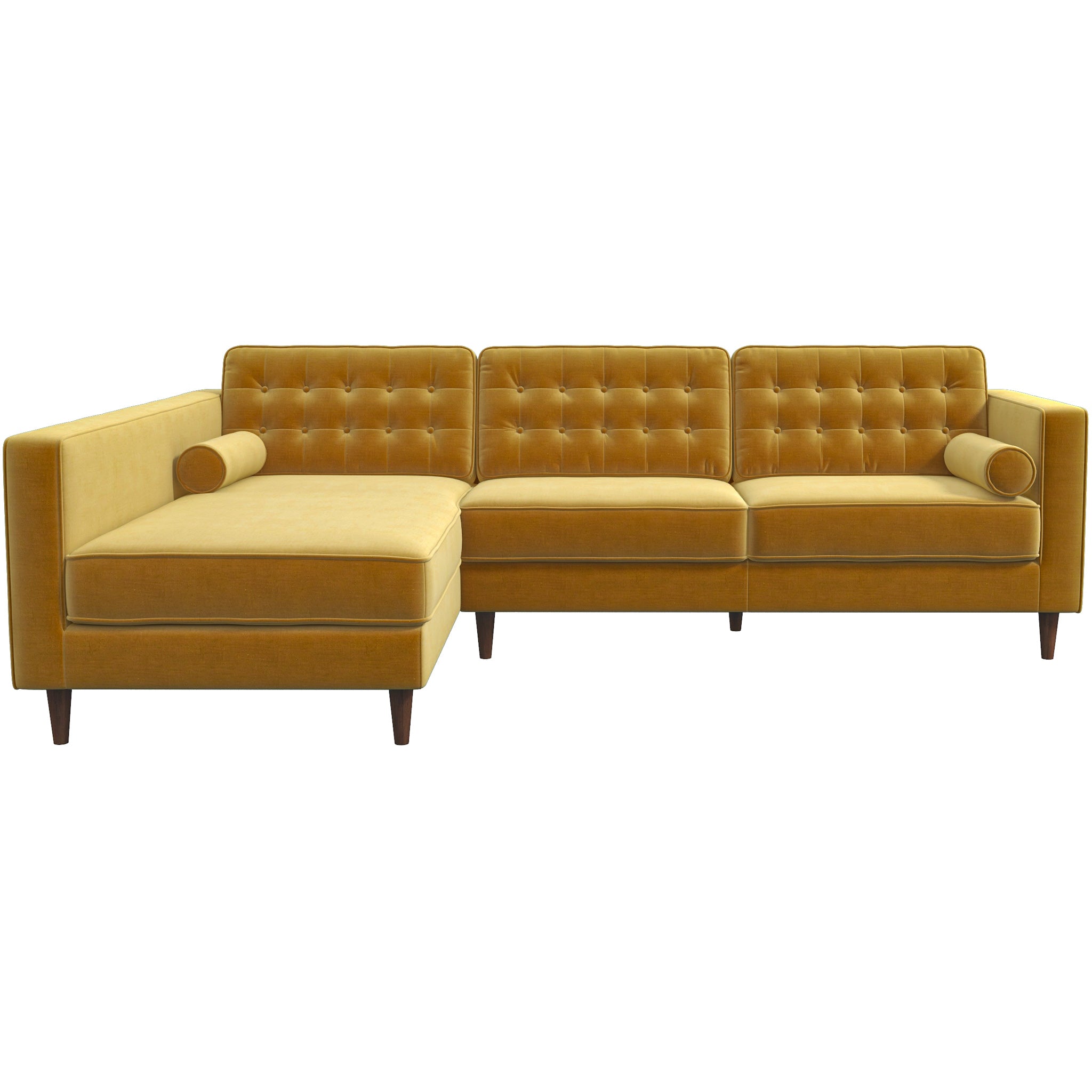 Olson Sectional Sofa Gold Velvet Left Chaise - MidinMod