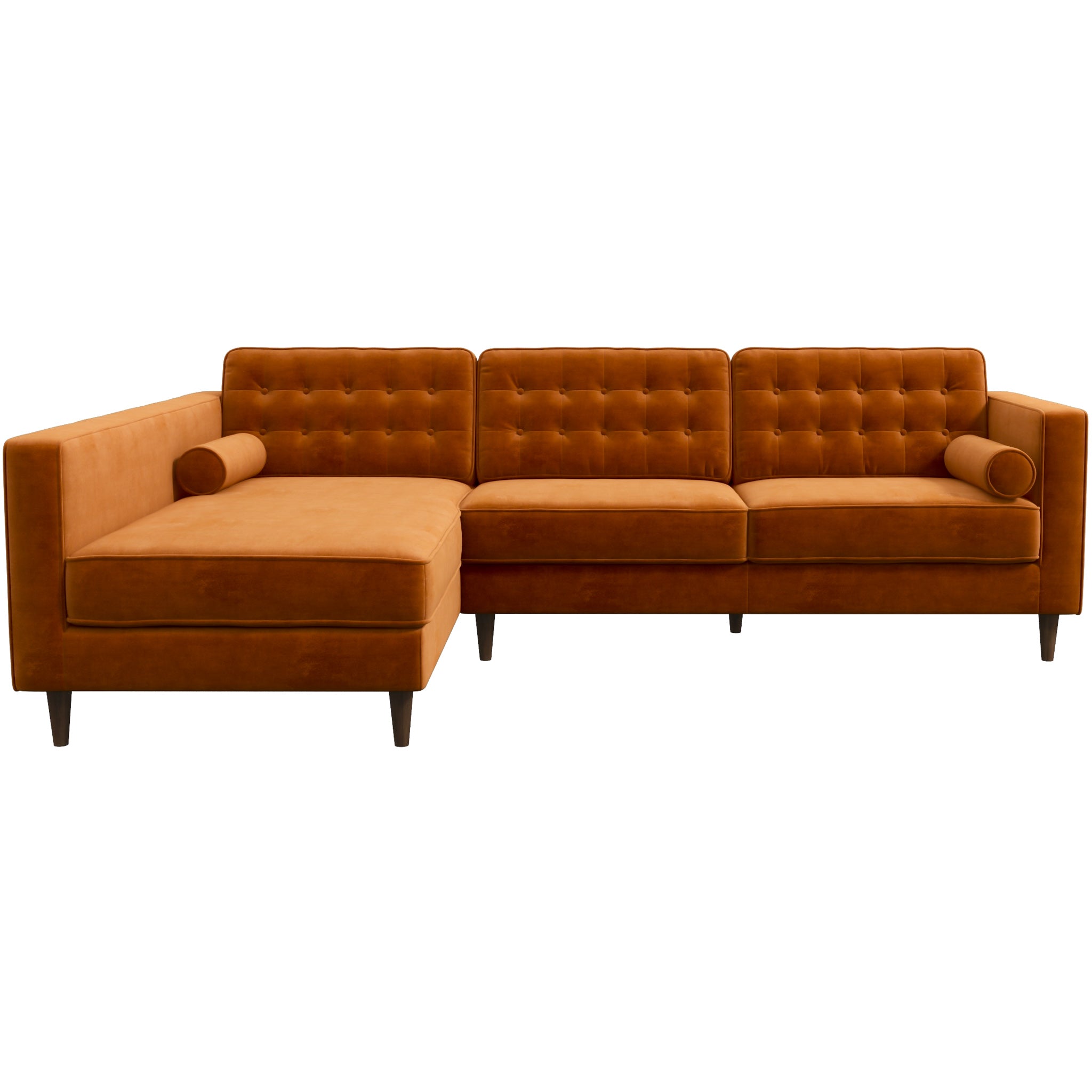 Olson Sectional Sofa Burnt Orange Velvet Left Chaise - MidinMod
