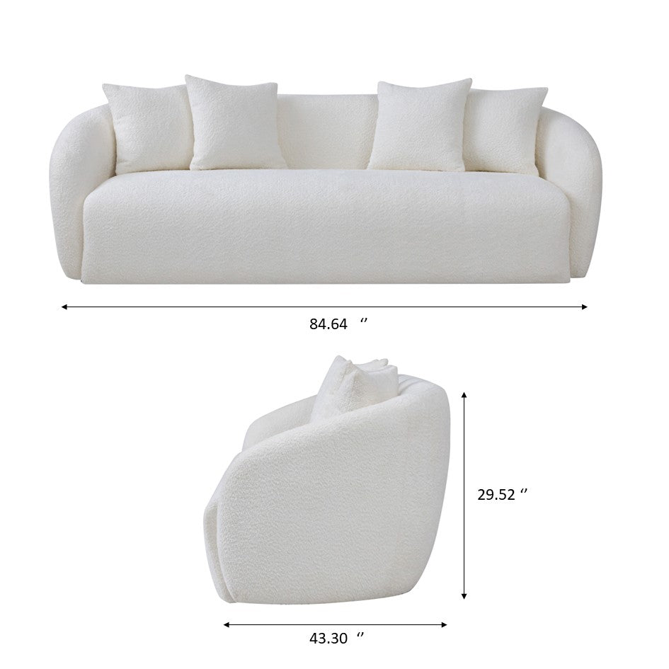 Lidia Ivory Boucle Japandi Style Sofa - MidinMod