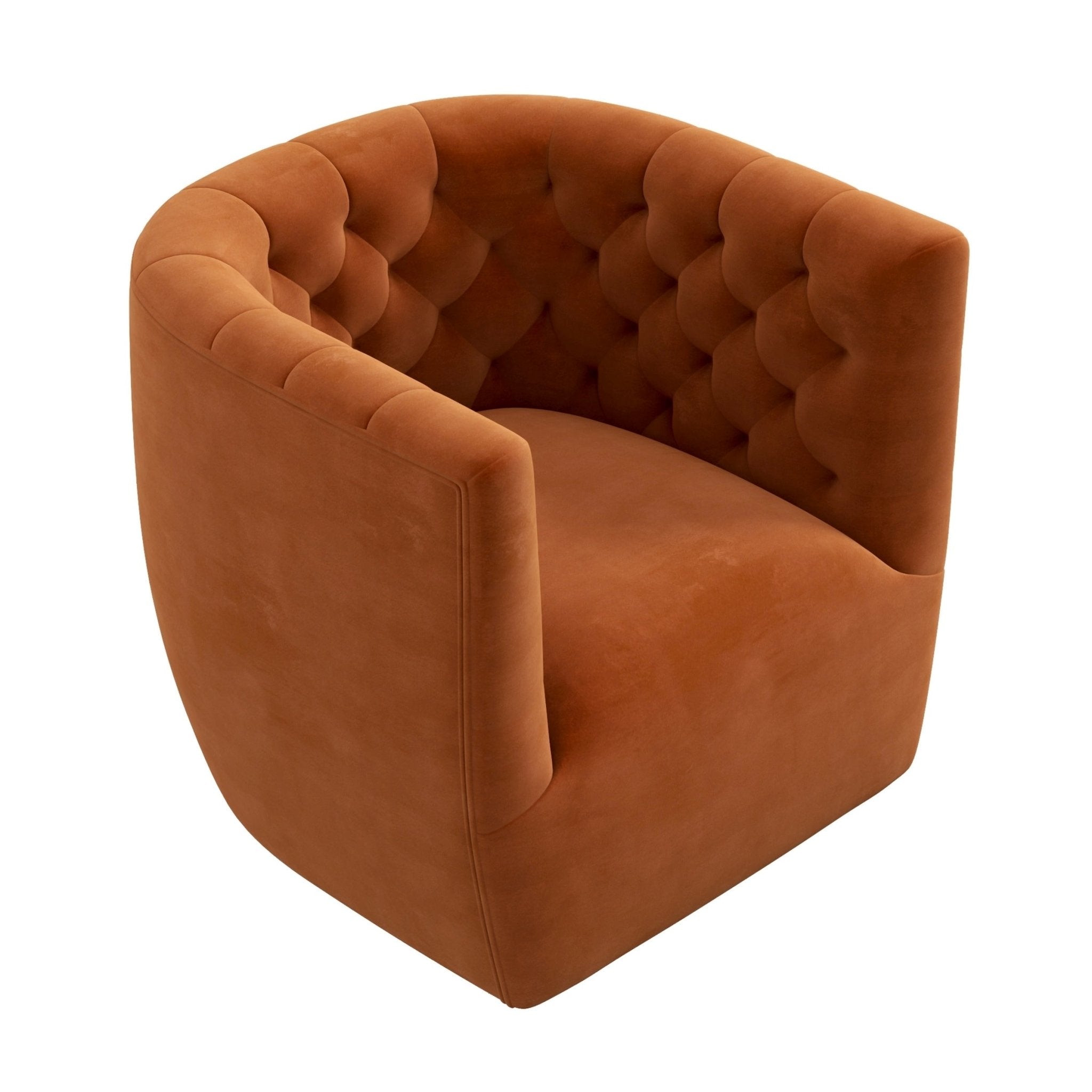 Lotte Burnt Orange Velvet Swivel Chair - MidinMod