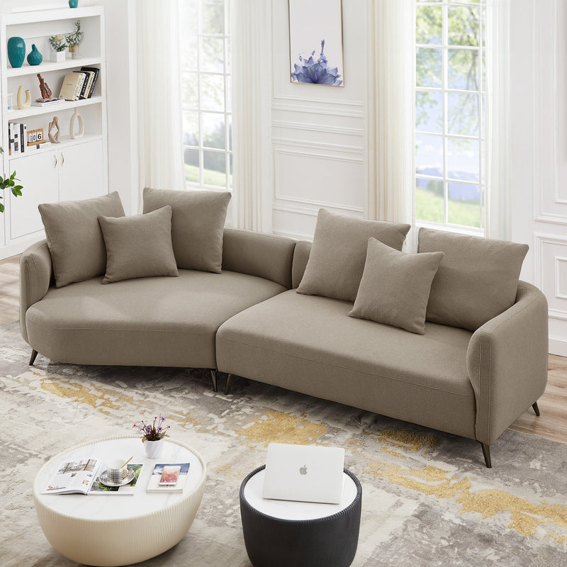 Lusia Boucle Sectional Sofa Mocha Left - MidinMod Houston Tx Mid Century Furniture Store - Sofas 4