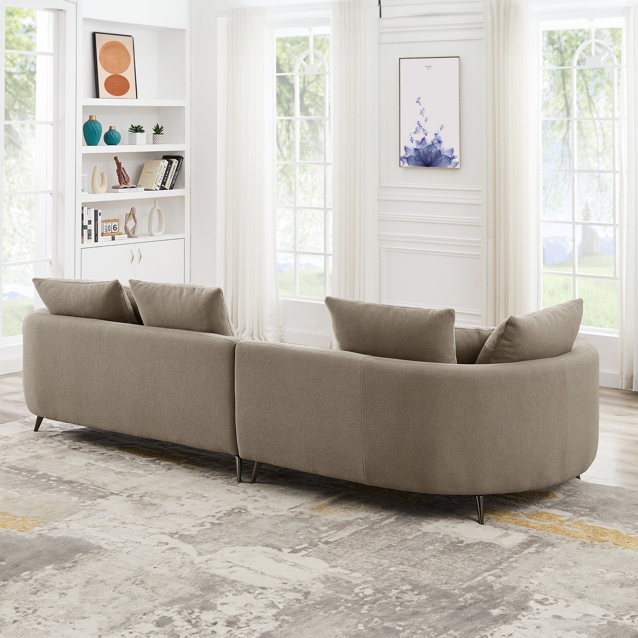 Lusia Boucle Sectional Sofa Mocha Left - MidinMod