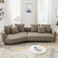 Lusia Boucle Sectional Sofa Mocha Left - MidinMod Houston Tx Mid Century Furniture Store - Sofas 2
