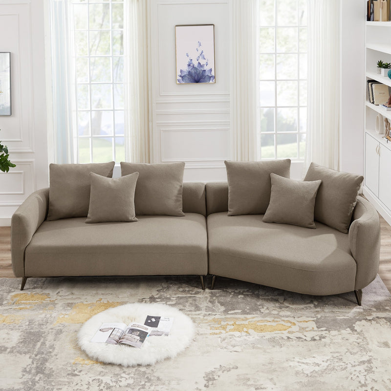 Lusia Boucle Sectional Sofa Mocha Right - MidinMod Houston Tx Mid Century Furniture Store - Sofas 4