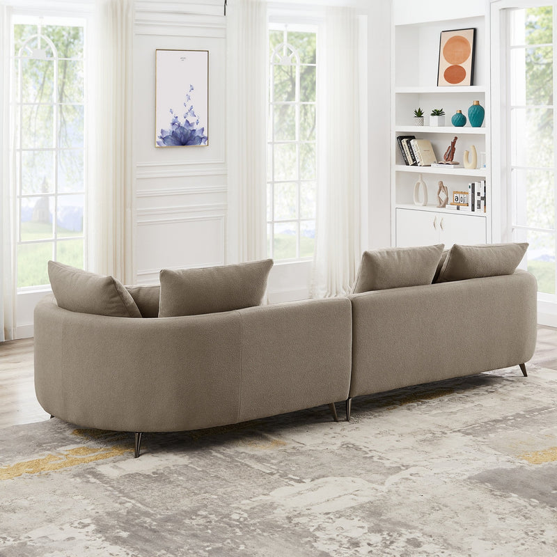 Lusia Boucle Sectional Sofa Mocha Right - MidinMod Houston Tx Mid Century Furniture Store - Sofas 5