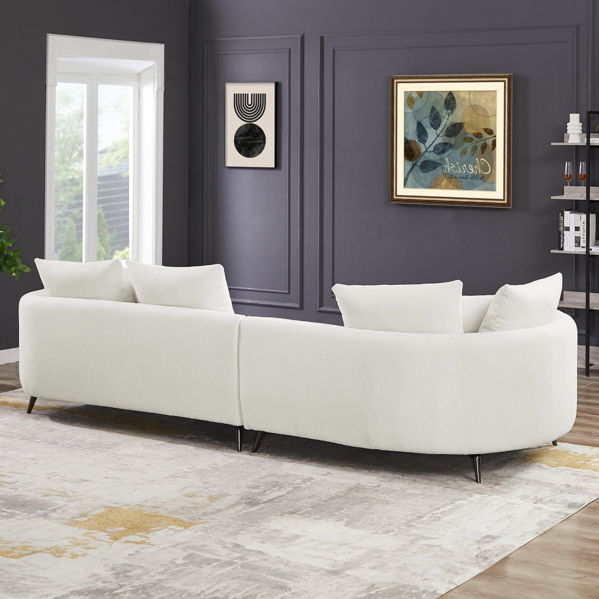 Lusia Ivory Boucle Sectional Sofa Left - MidinMod