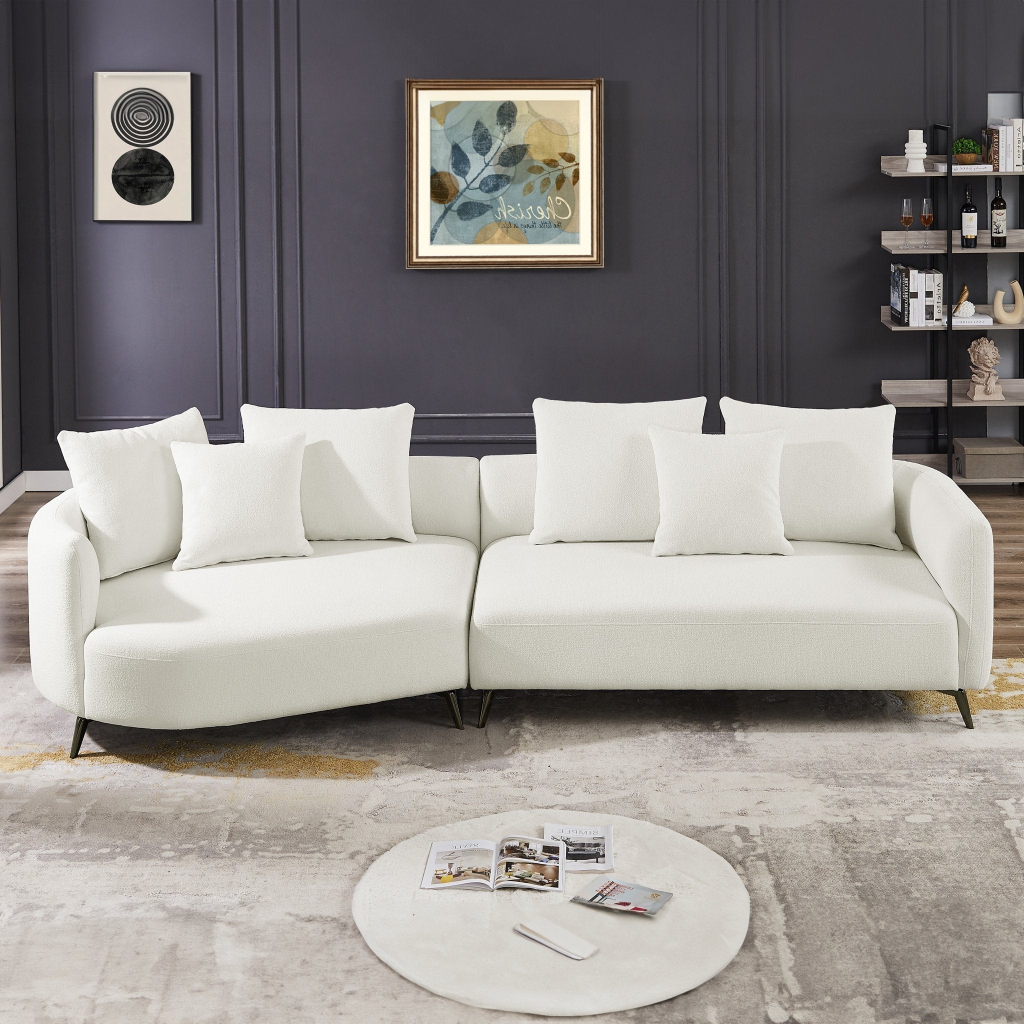 Lusia Ivory Boucle Sectional Sofa Left - MidinMod