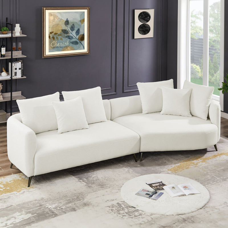 Lusia White Boucle Sectional Sofa Right - MidinMod Houston Tx Mid Century Furniture Store - Sofas 2