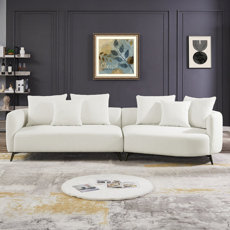 Lusia White Boucle Sectional Sofa Right - MidinMod Houston Tx Mid Century Furniture Store - Sofas 1