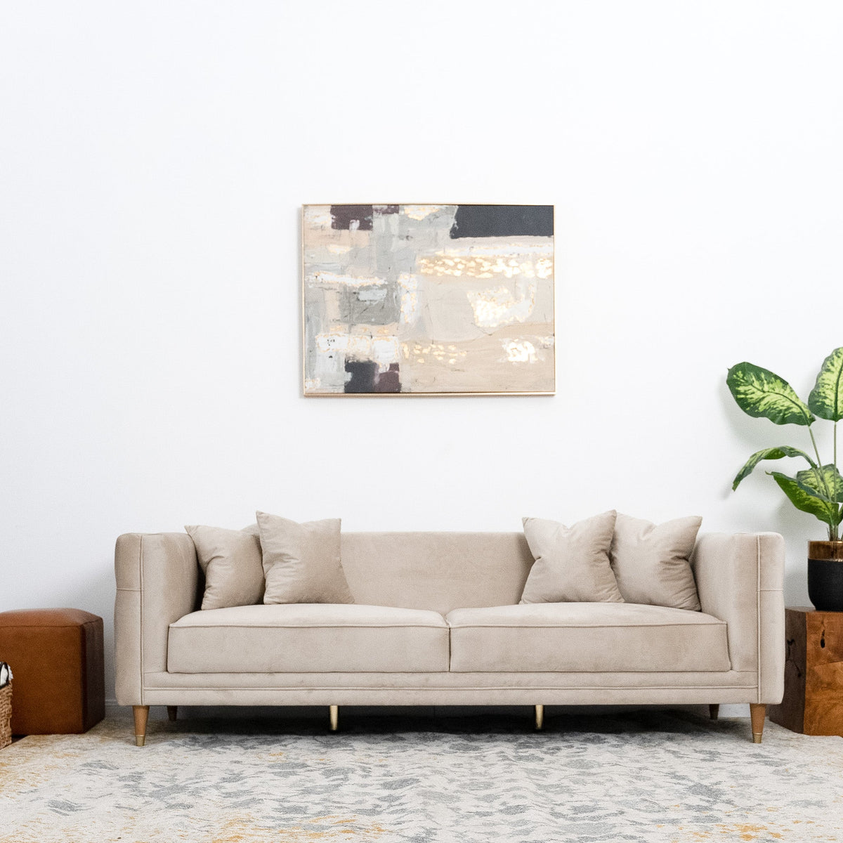Mara Sofa - Light Cream Velvet Couch | MidinMod | Houston TX | Best Furniture stores in Houston