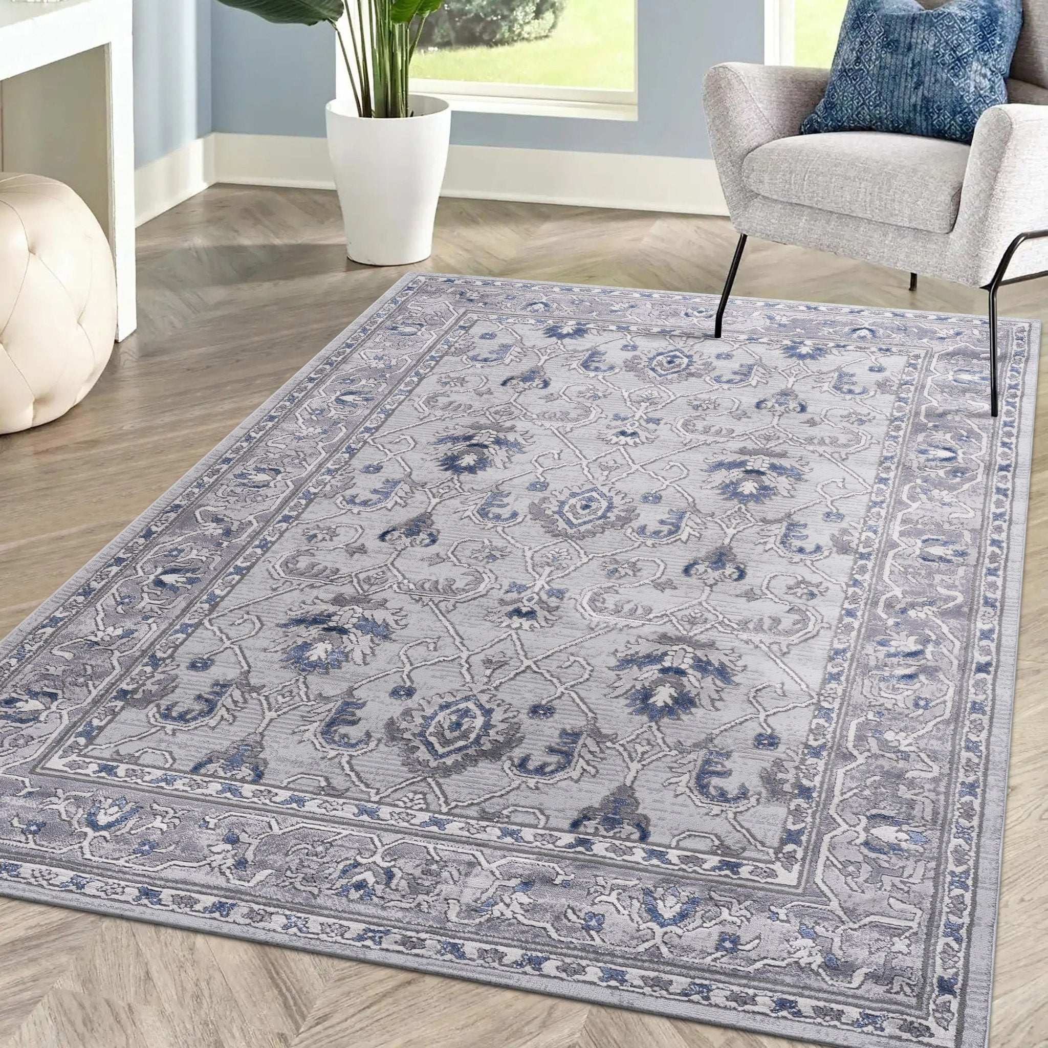 Marfi Grey - Blue Rug Size 6'7'' x 9' - MidinMod