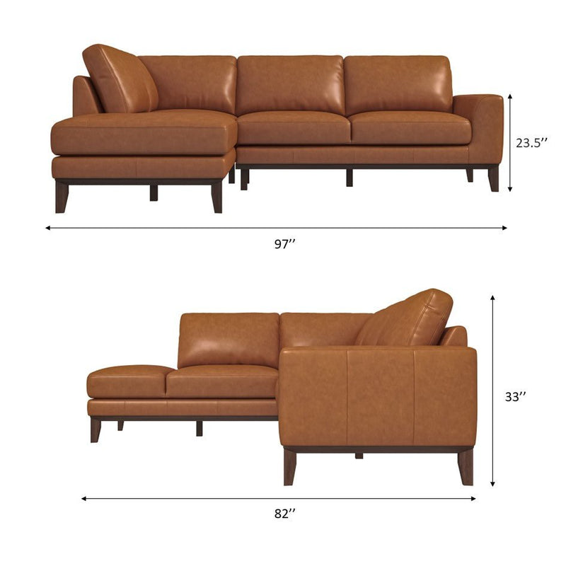 Mayfair Sectional  Sofa - Tan Leather Right Facing | MidinMod | TX | Best Furniture stores in Houston