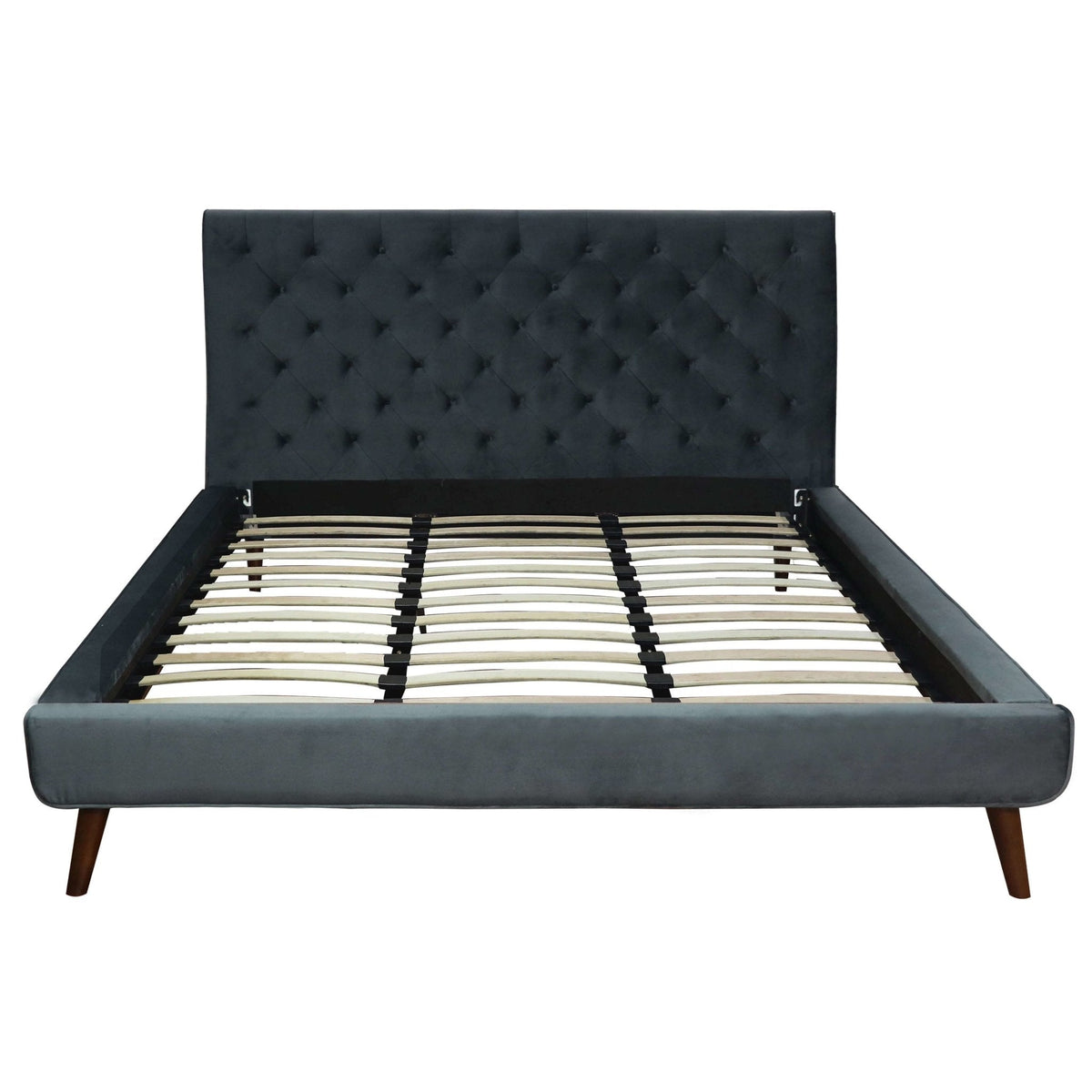 Ashley King Dark Gray Velvet Platform Bed - MidinMod