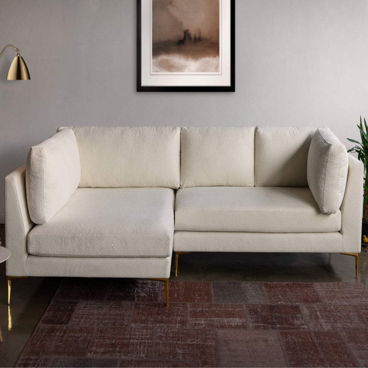 Chamberlain Beige Boucle Sectional Sofa Left Facing Chaise - MidinMod