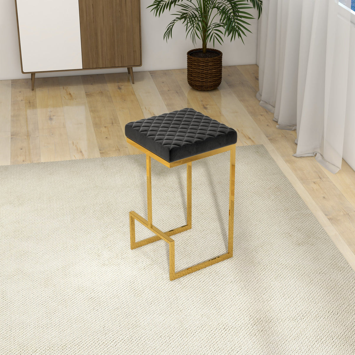 Felicia Black Velvet Bar Stool - MidinMod