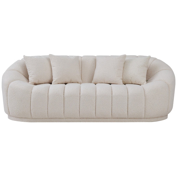 Forrester Sofa Modern Japandi Style Tight Back White Boucle - MidinMod