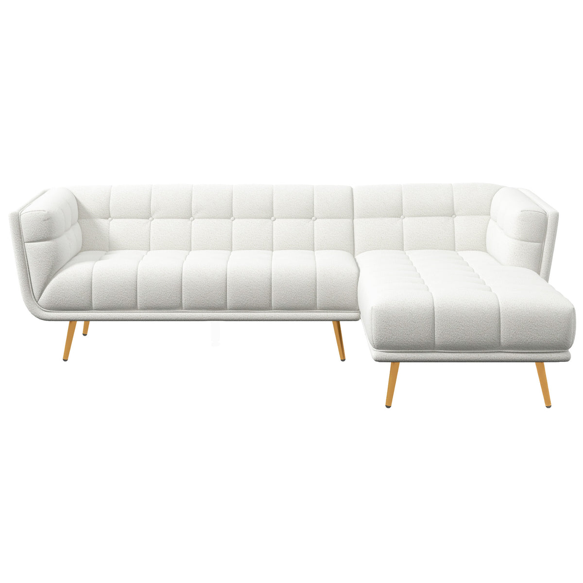 Kano L Shape Sectional Cream Boucle Sofa Right Facing Chaise - MidinMod
