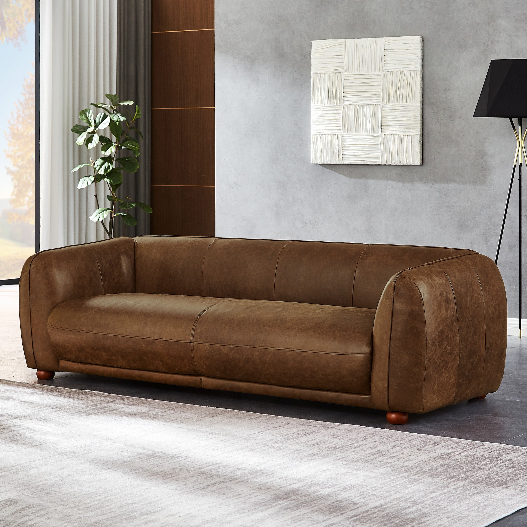 Miller Brown Leather Sofa - MidinMod