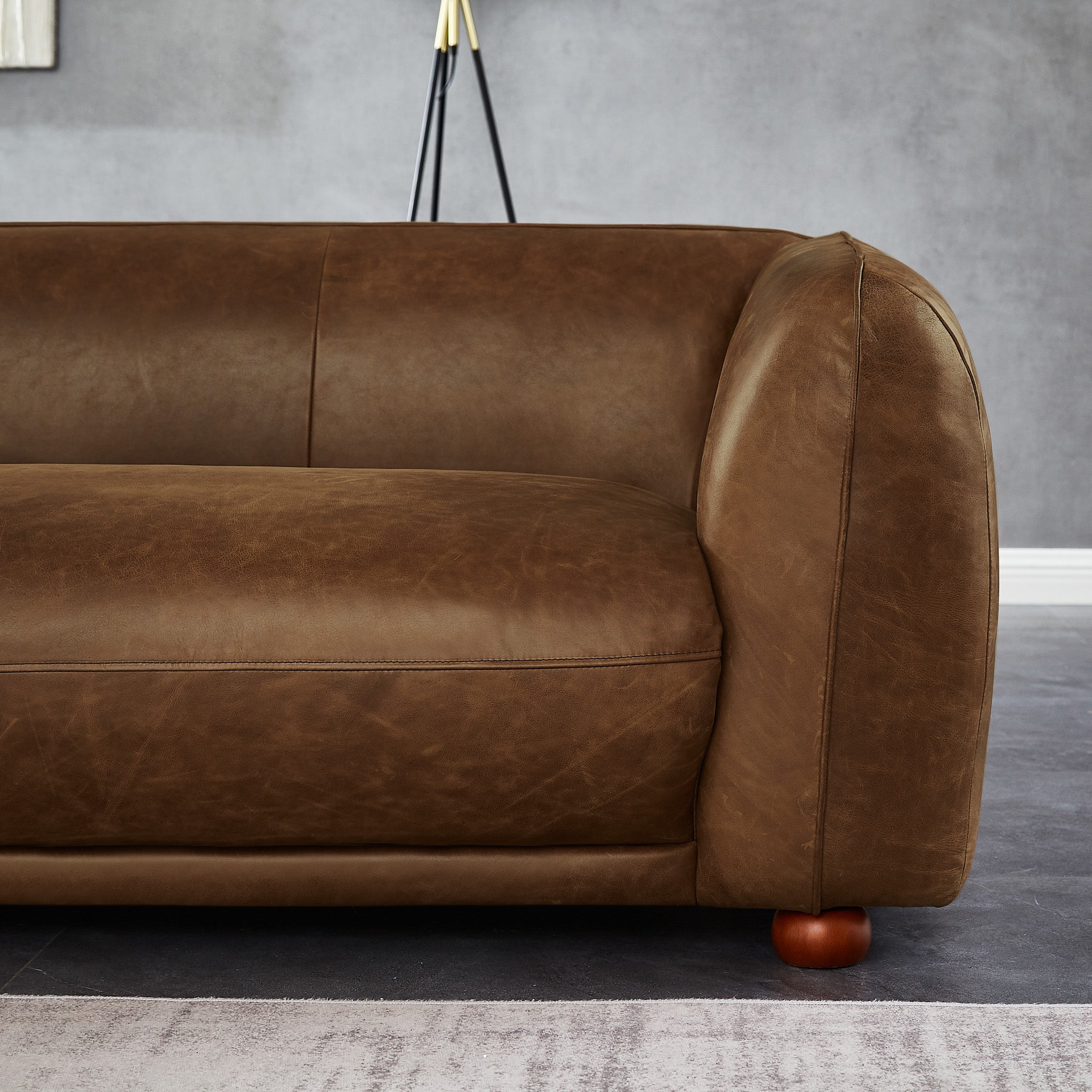 Miller Brown Leather Sofa - MidinMod