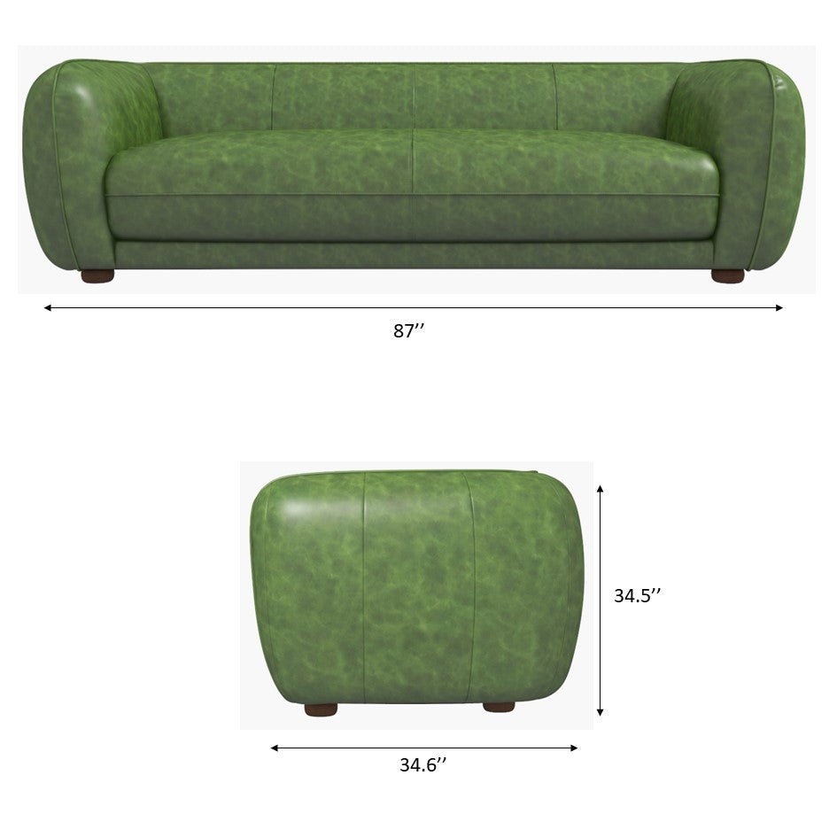 Miller Green Leather Sofa - MidinMod