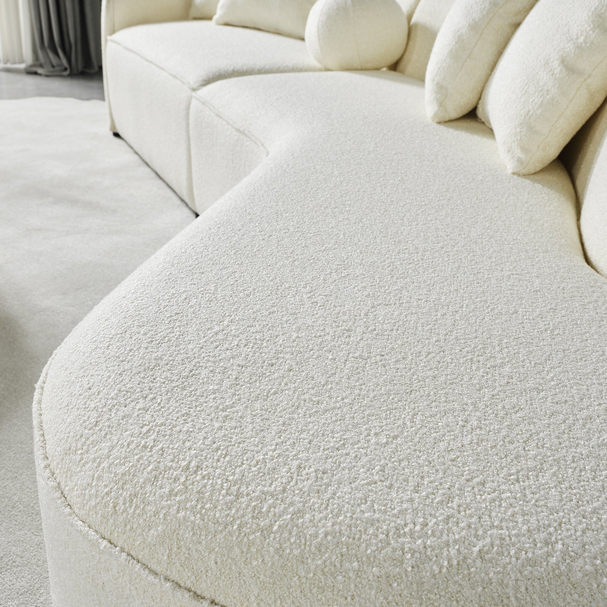 Galleria White Boucle Sectional Sofa XL - MidinMod