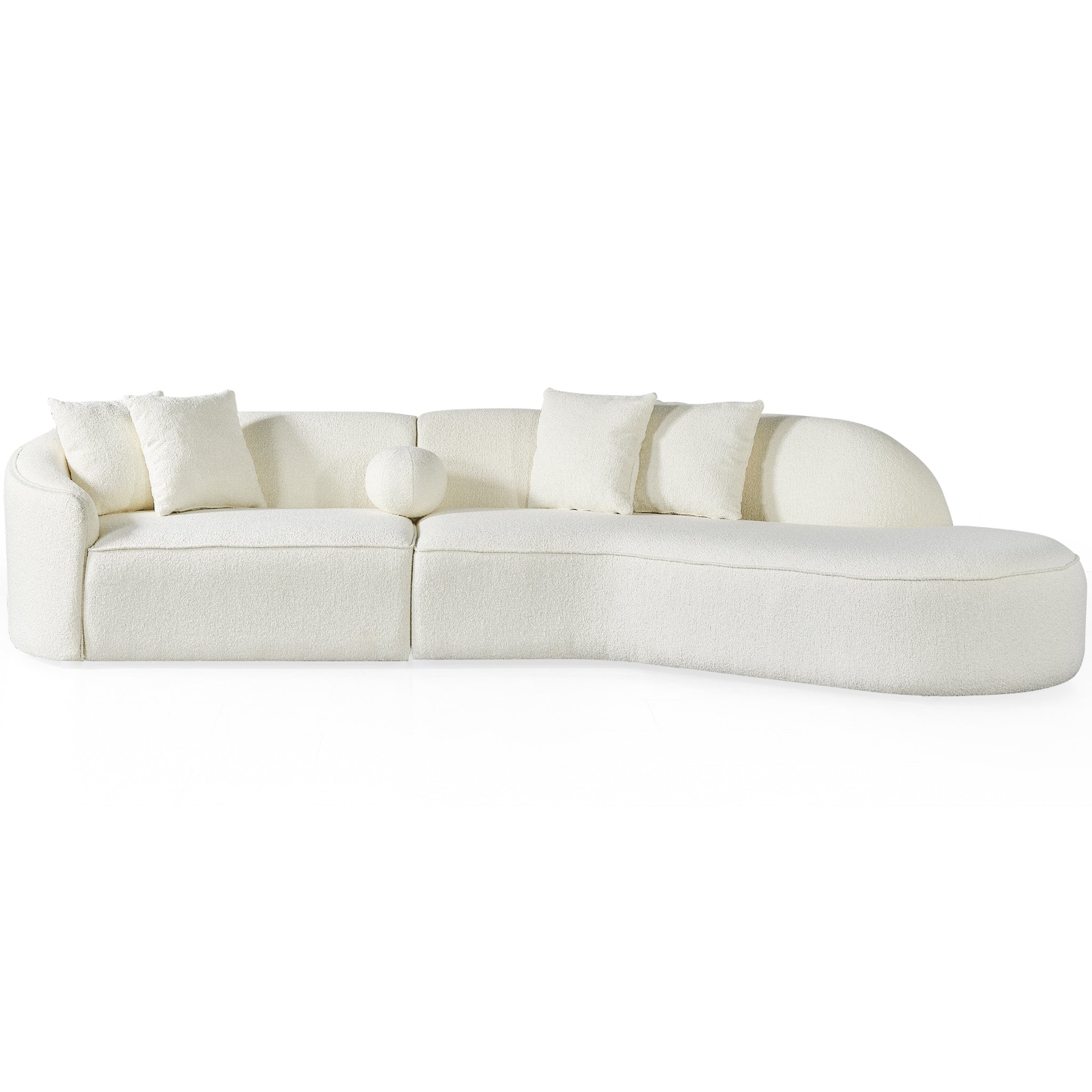 Galleria White Boucle Sectional Sofa XL - MidinMod