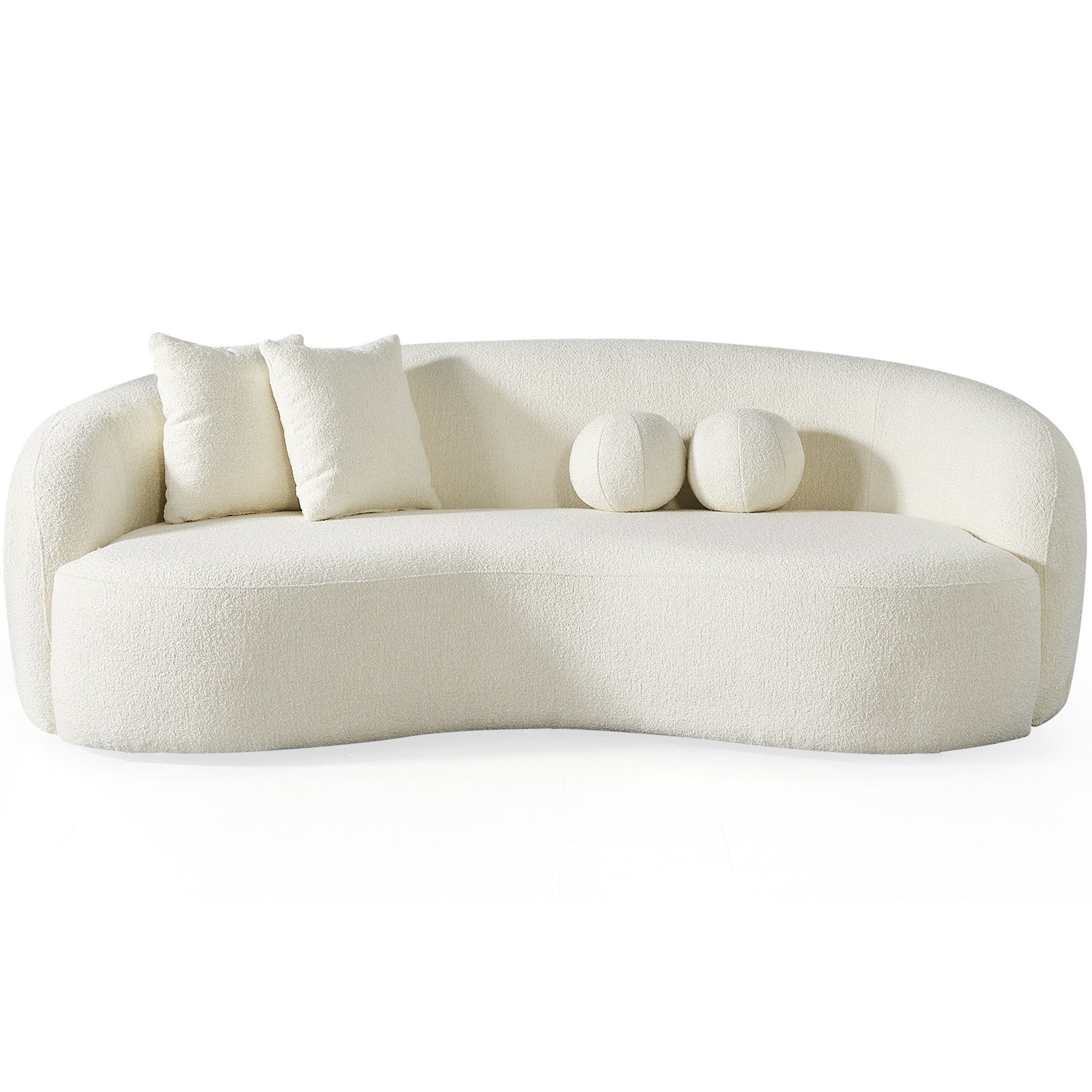 Blair Japandi White Curvy Boucle Sofa - MidinMod