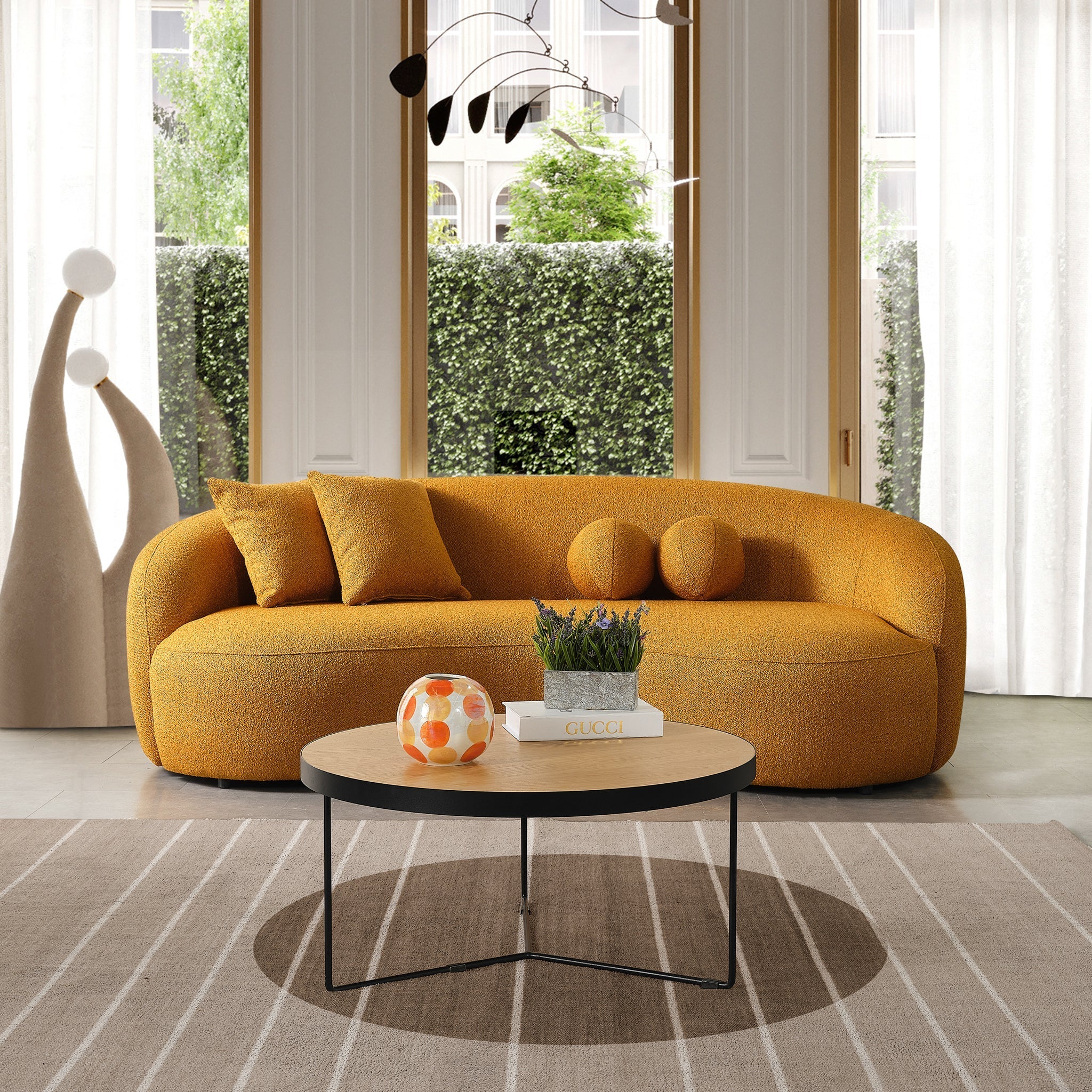 Blair Curvy Gold Boucle Couch - MidinMod