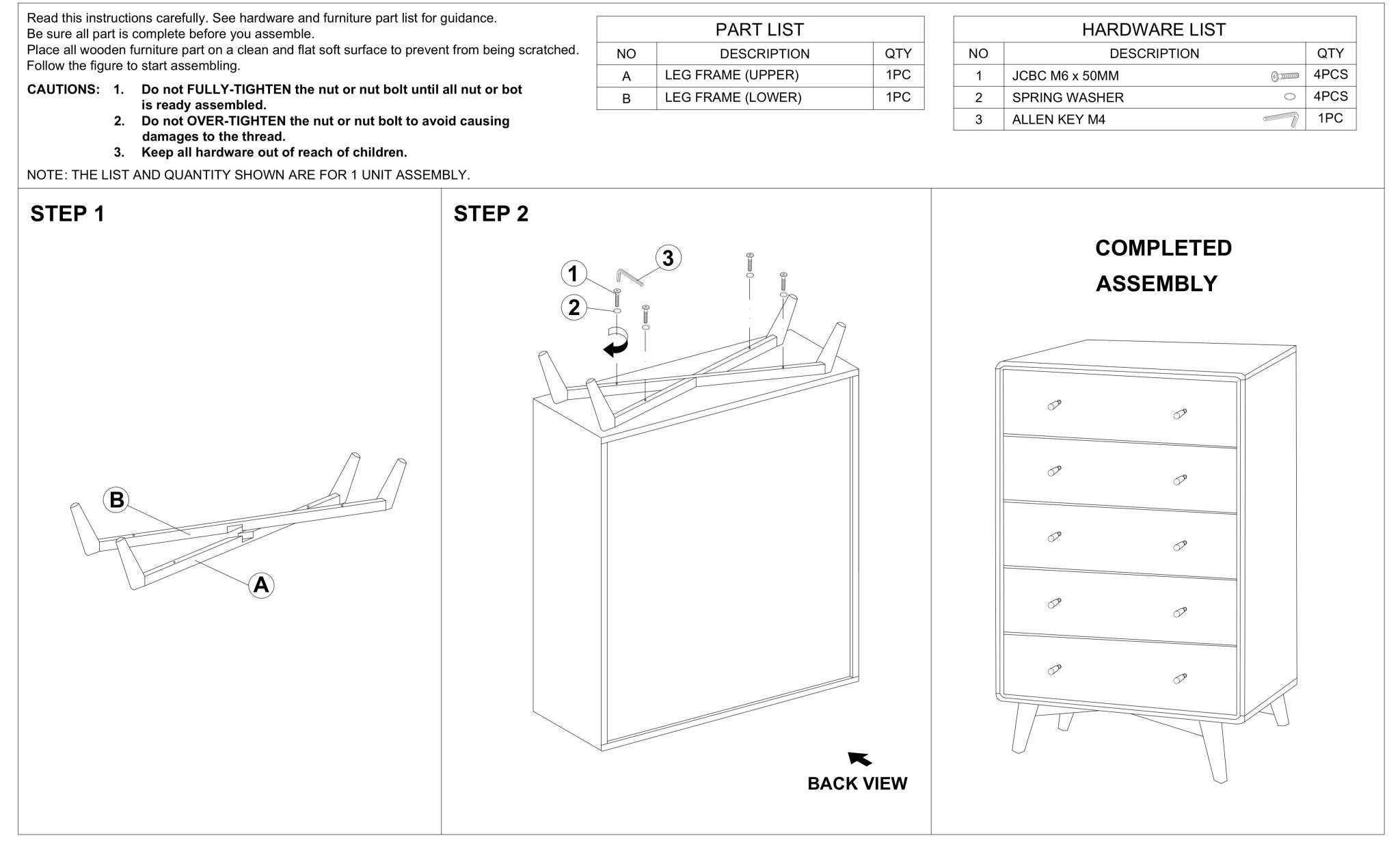 Noak Mid Century Modern Dresser 5 Drawer White - MidinMod