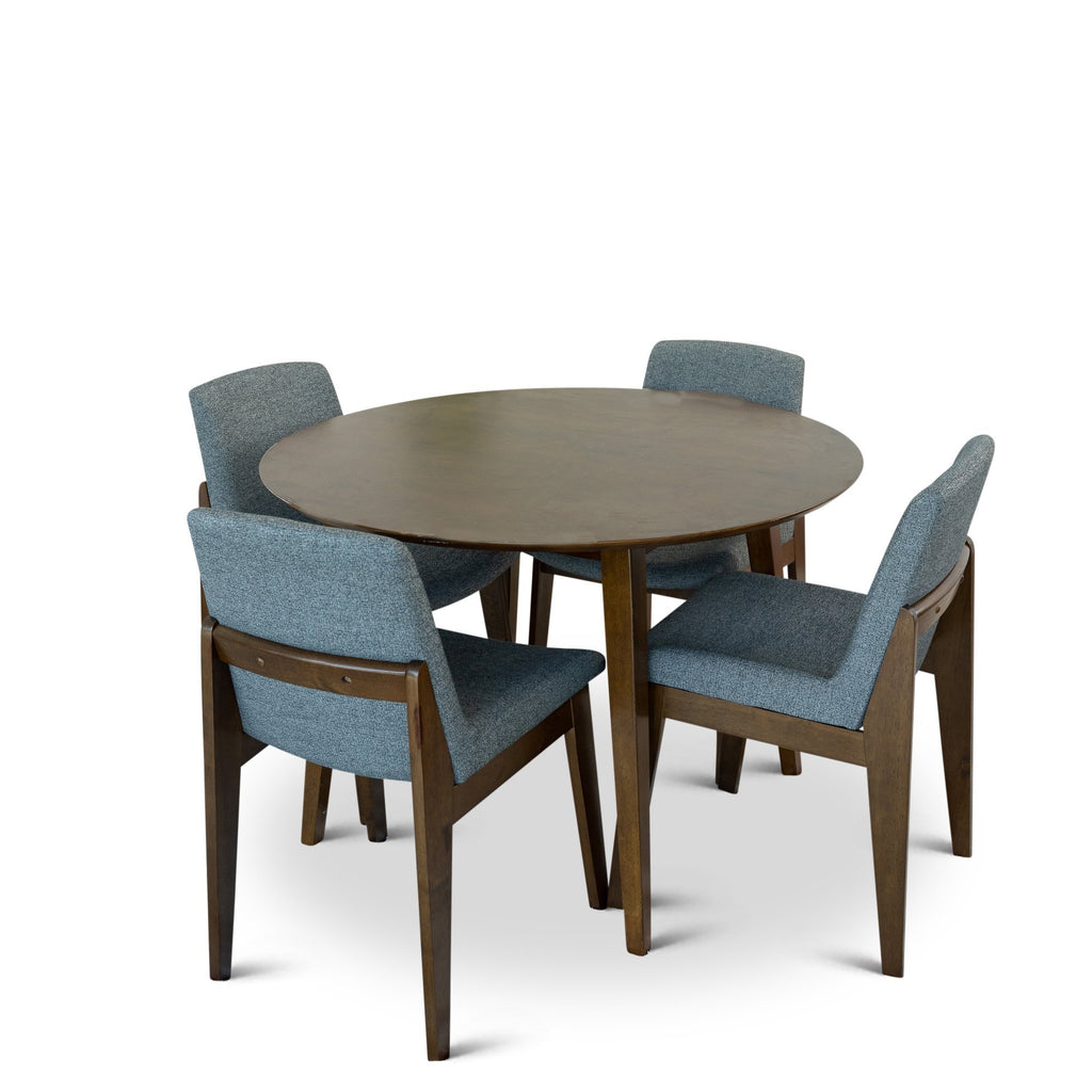 Palmer Dining set with 4 Ohio Dark Grey Dining Chairs (Walnut) | Mid in Mod | Houston TX | Best Furniture stores in Houston
