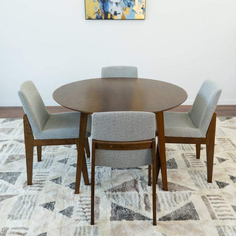 Palmer Walnut Dining Set - 4 Ohio Grey Chairs | MidinMod | Houston TX | Best Furniture stores in Houston