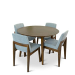 Palmer Walnut Dining Set - 4 Ohio Grey Chairs | MidinMod | Houston TX | Best Furniture stores in Houston