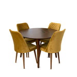 Palmer Dining set with 4 Evette Gold Dining Chairs (Walnut) | Mid in Mod | Houston TX | Best Furniture stores in Houston