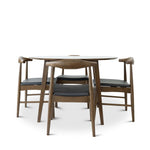 Palmer (Walnut) Dining Set with 4 Winston (Black Leather) Dining Chairs | Mid in Mod | Houston TX | Best Furniture stores in Houston
