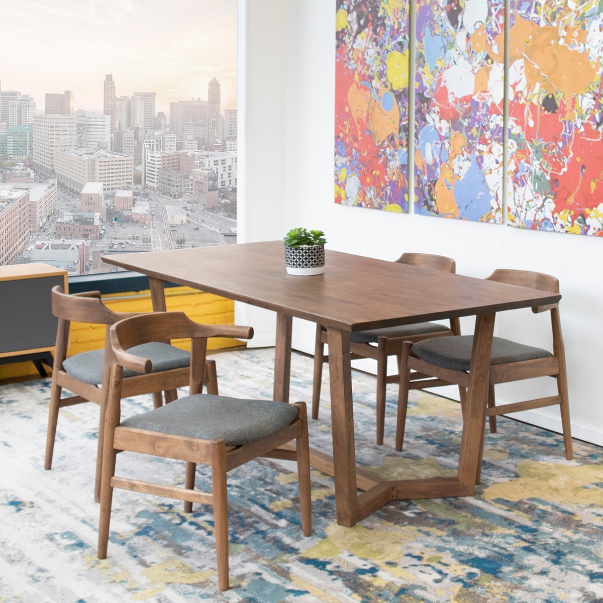 Rolda Dining set with 4 Zola Dining Chairs (Fabric) - MidinMod Houston Tx Mid Century Furniture Store - Dining Tables 5