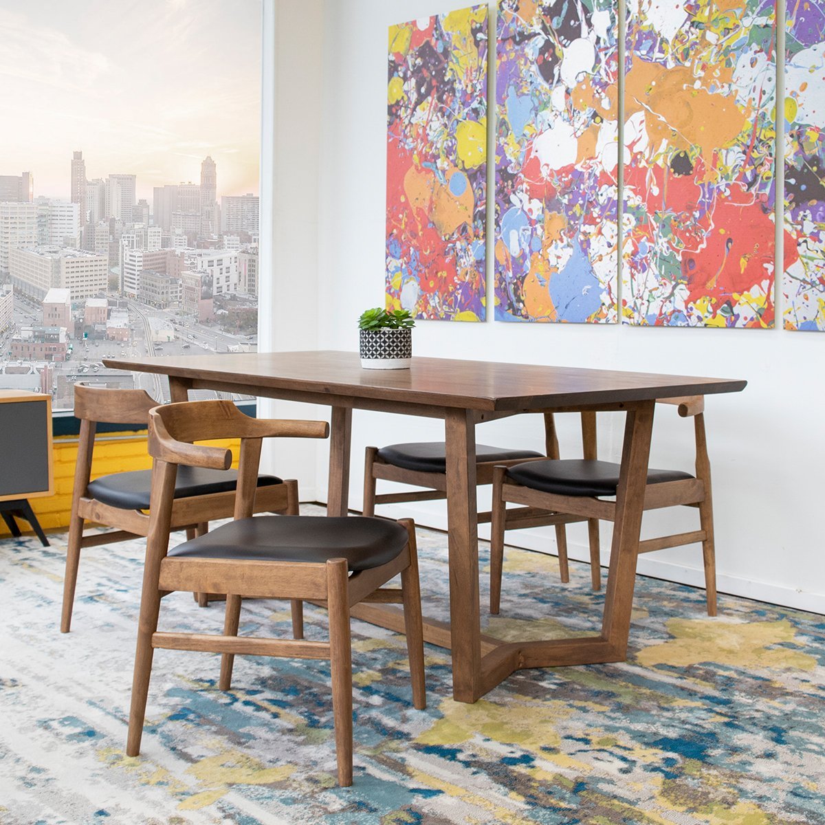 Rolda Dining set with 4 Zola Dining Chairs (Leather) - MidinMod Houston Tx Mid Century Furniture Store - Dining Tables 5