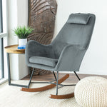 Rumi Gray Velvet Rocking Chair  | MidinMod | Houston TX | Best Furniture stores in Houston