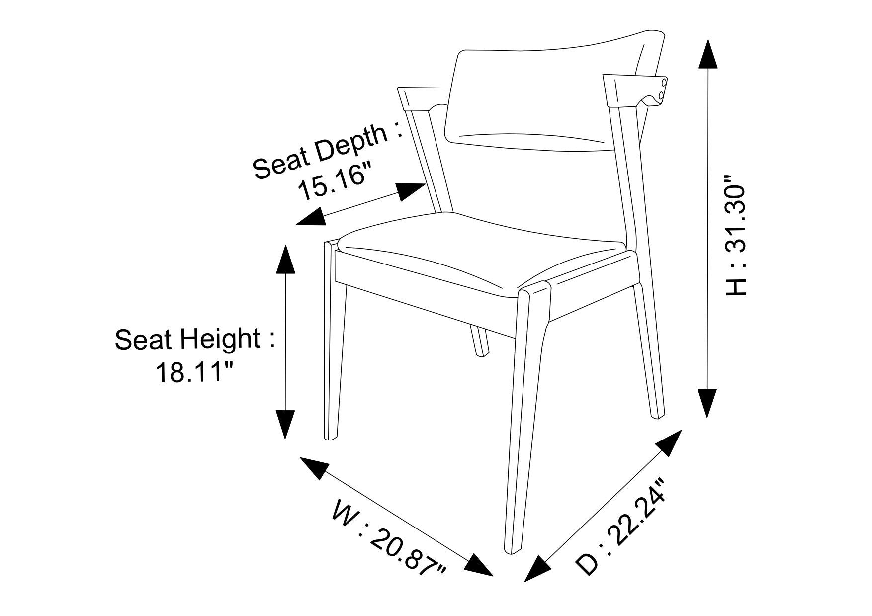 Standard dining chair online seat depth