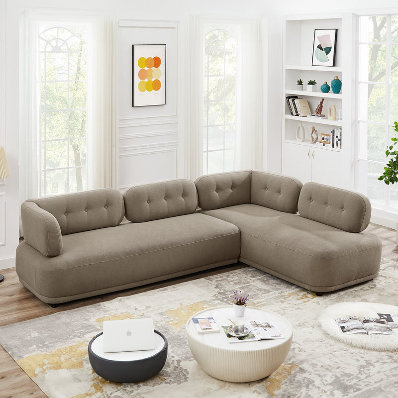 Richmond Right Facing Chaise Sectional Sofa (Mocha Boucle) - MidinMod Houston Tx Mid Century Furniture Store - Sectional Sofas 2