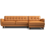 Cassie Tan Leather Sectional Sofa Right Facing Chaise | Mid in Mod | Houston TX | Best Furniture stores in Houston