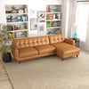 Cassie Tan Leather Sectional Sofa Right Facing Chaise | Mid in Mod | Houston TX | Best Furniture stores in Houston