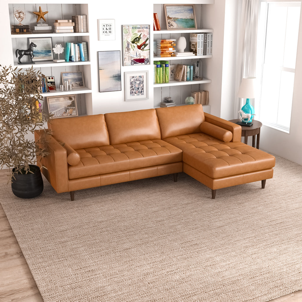 Daphne Leather Sectional Couch -Right Chaise | MidinMod | TX | Best Furniture stores in Houston