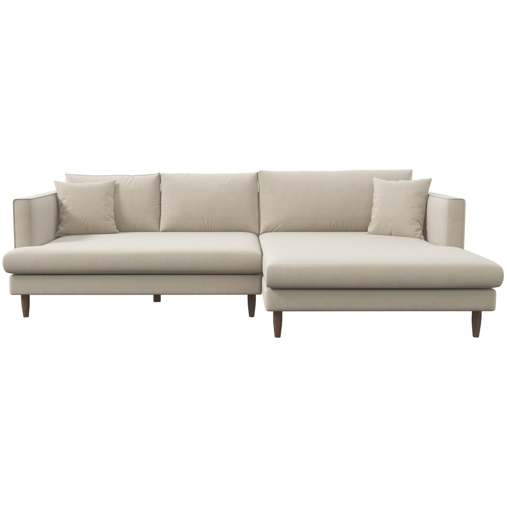 Delano Sectional Sofa Beige Velvet - Right Facing | Mid in Mod | Best Furniture stores in Houston