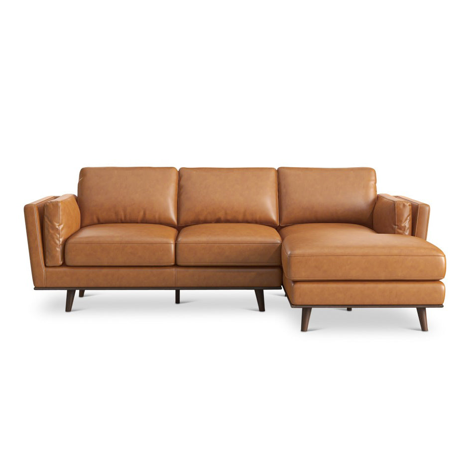 Ferre Leather Sectional Right Facing Chaise - MidinMod