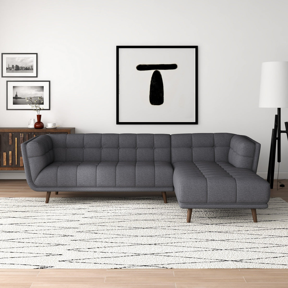 Kano Dark Gray Right Chaise Sectional Sofa | MidinMod |  TX | Best Furniture stores in Houston