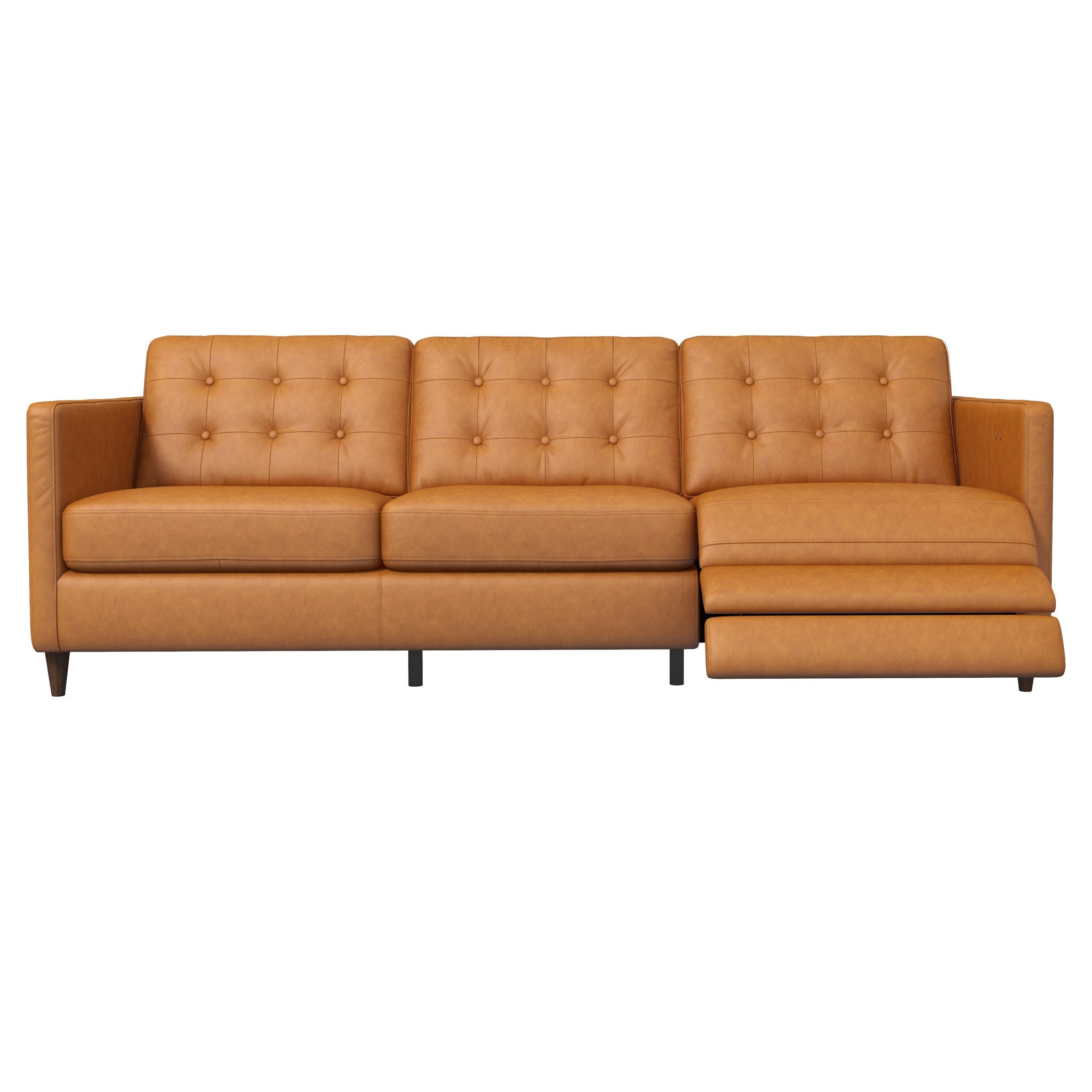 Louis Leather Electric Reclining Sofa Tan right MidinMod TX